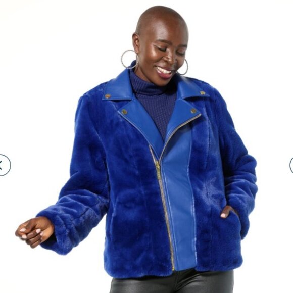 IMAN Global Chic Reversible Faux Fur to Faux Leather Jacket - Size: XL - NWT - Picture 15 of 16